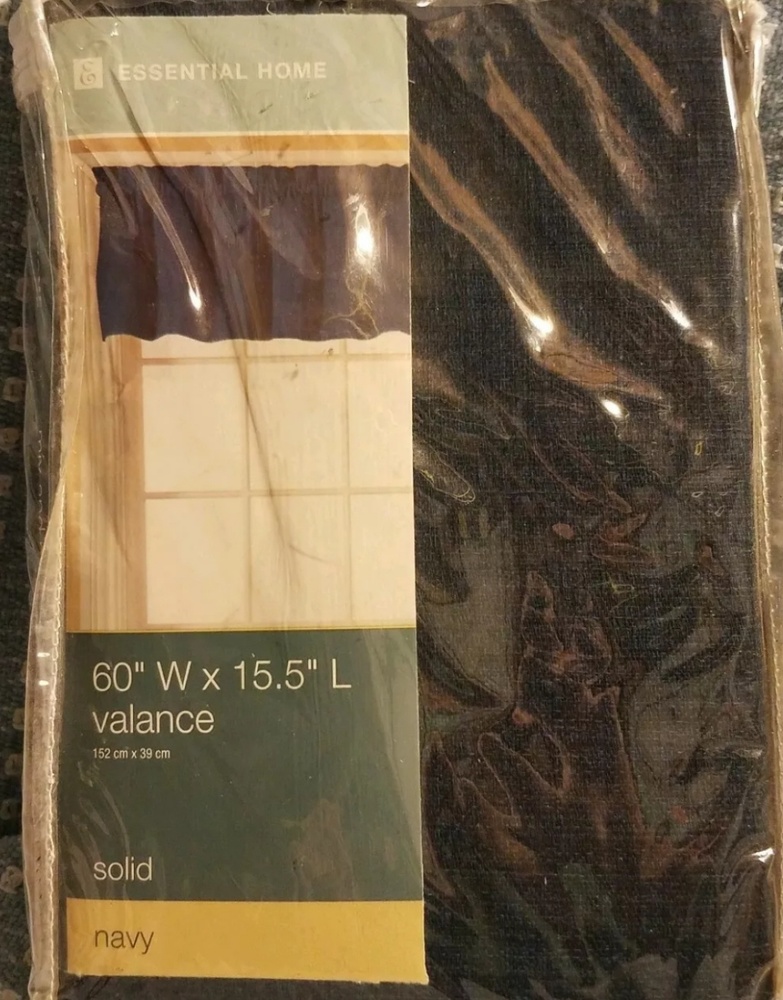 New  Essential Home Navy Blue Valance 60" x 15.5"